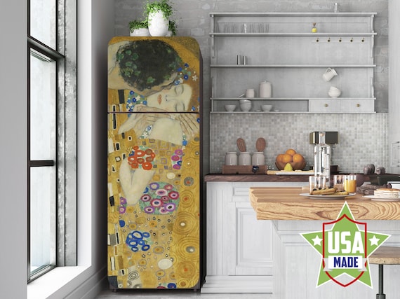 Klimt il bacio pittura a olio decalcomania frigorifero, adesivi