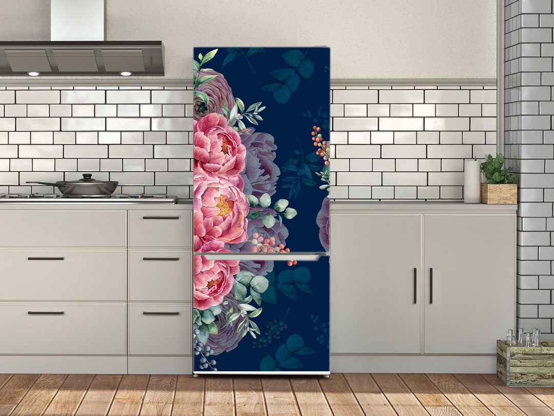 Watercolor Peonies Decal Fridge Peony Flower Wall Fridge Etsy