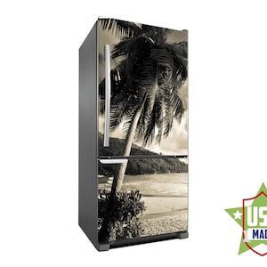 Seascape Decal  Not Metallic Fridge Cover  Wall Fridge Stickers Peel  Stick, Self Adhesive Sticker Fridge Wrap, Modern Kitchen  RD528