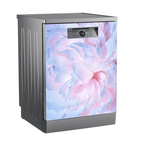 Vaatwasser machine vinyl stickers zacht roze pioenrozen bloem sticker, peel & stick zelfklevende vaatwasser wrap, keuken decor verwijderbaar WM79