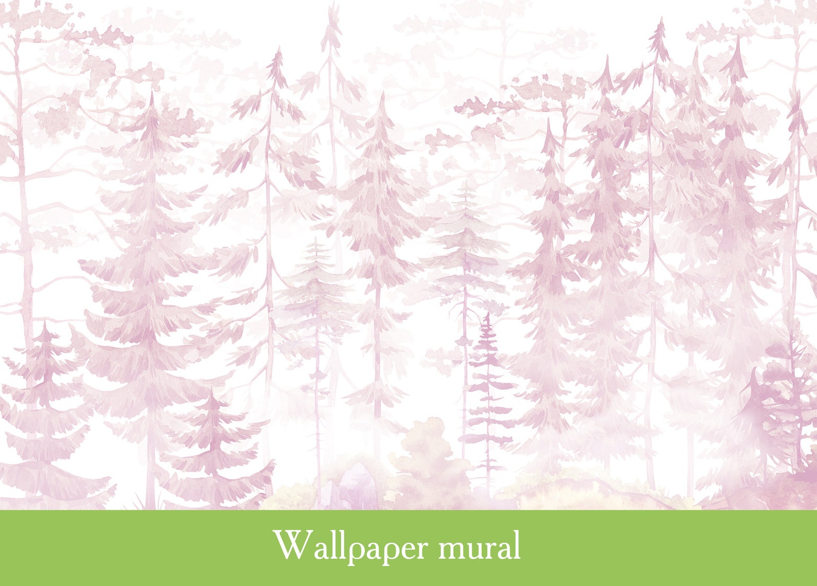 Soft Pink Forest Wallpaper for Baby Girl Room Watercolor Etsy