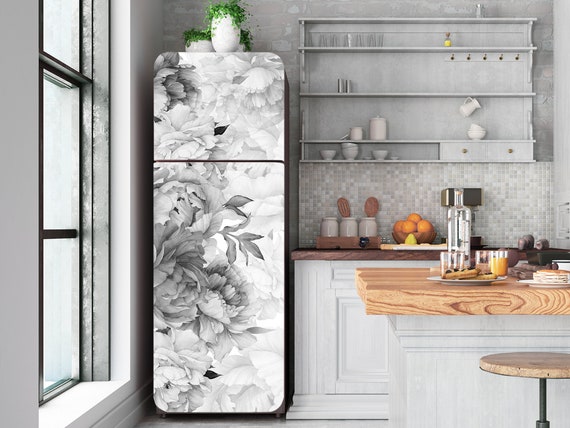 Retro Fridge Wrap Floral Boho Refrigerator Wrap Vinyl Side by Side Vintage  Flower Fridge Decals Decorative Self Adhesive Kitchen Decor 