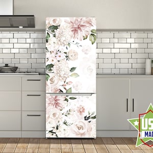 Rose Flower Refrigerator Sticker Flower Rose Refrigerator Stickers Self Adhesive Refrigerator Sticker Retro Kitchen Decor RD273