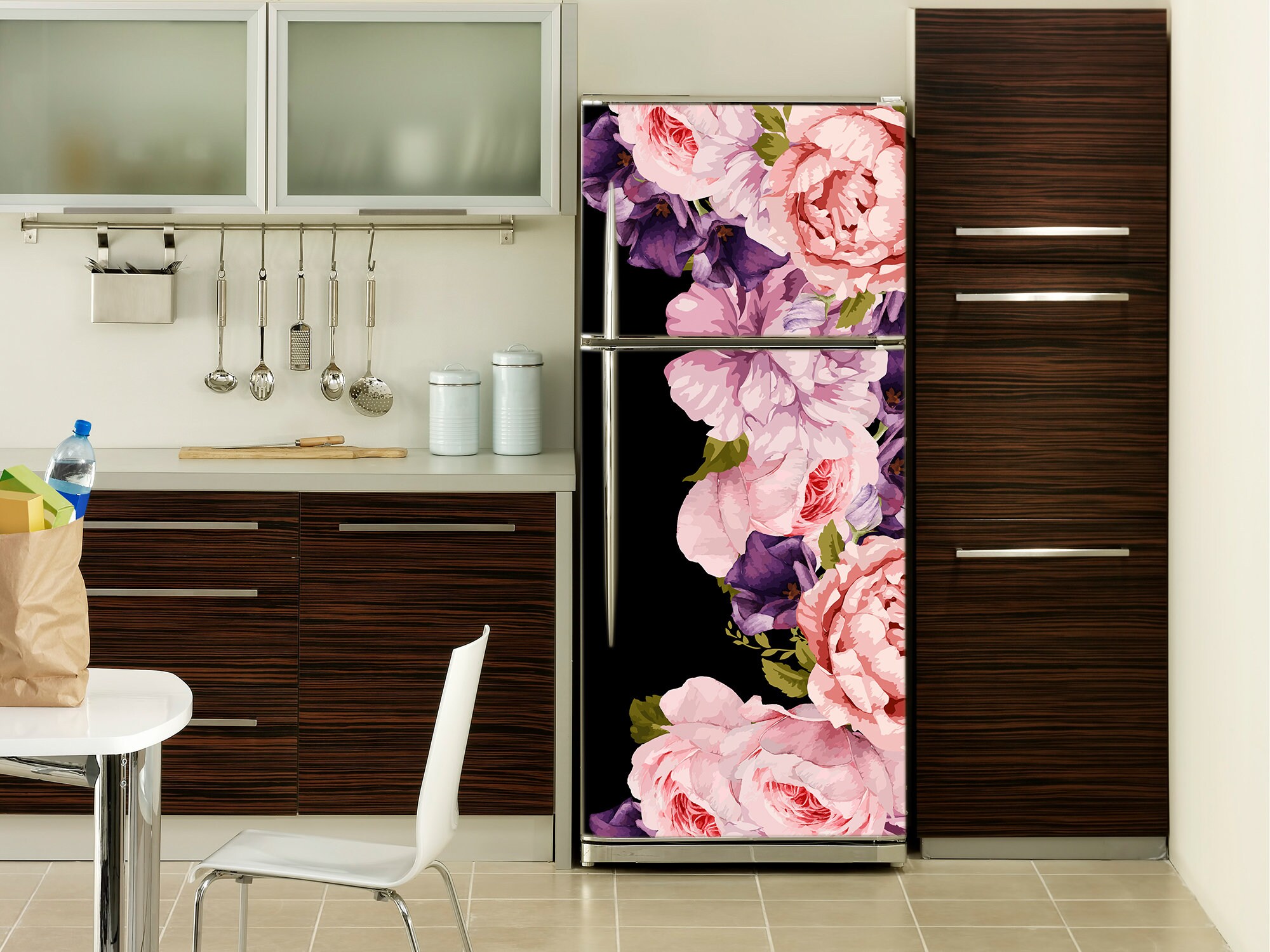 Watercolor Peonies Decal Fridge Peony Flower Wall Fridge Etsy