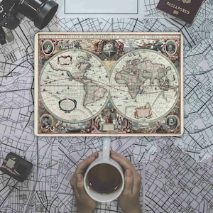 Wereldkaart Kunst Beschermende Laptop Huid Oude Decor Universele Notebook Vinyl Wrap Laptop Skins Laptop Decal Lenovo Asus Dell Inspiron GD86