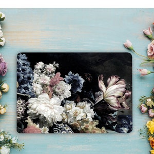 Dark Floral Laptop Cover, Peony Flower Oil Painting Art Notebook Vinyl Sticker- Lenovo Asus Chromebook  Universal Cover Laptop Decal GD342