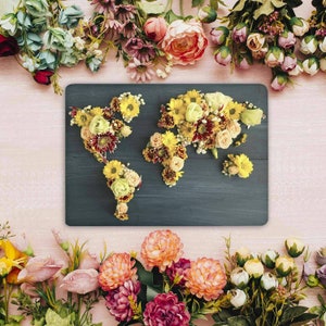 Flower World Map Art Beschermende Laptop Skin Girl - Decor Universele Notebook Vinyl Wrap - Elke Laptop Skins Peel & Stick - Laptop Decal GD83