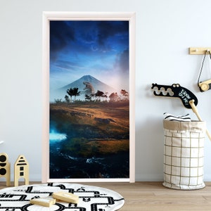 Door Sticker Jurassic World, Dinosaur Decal for Nursery Boy, Dino Wall Decor Colorful dinosaur door mural room door  with stickers peel RD71