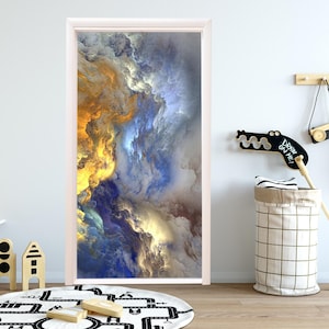 Multicolored Abstract Poster Sticker for Door, Window Wall Fridge Sticker Peel and Stick Cover Self-adhesive Decal Wrap Door Mural  RD136