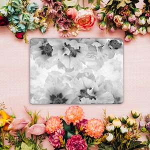 Peony Flower Laptop Black and White Floral Peony Decal Sticker Dell Inspiron Lenovo Asus Chromebook Acer Universal Cover For Laptop GD230