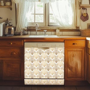 Vintage Dishwasher Cover in Art Deco Style, Peel and Stick Dishwasher Door Decal, Removable Dishwasher Skin, DIY Kitchen Decor