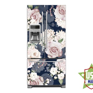 Ramo de flores, pegatina para refrigerador, pegatinas para refrigerador con flores y rosas, pegatina autoadhesiva para refrigerador, decoración Retro de cocina RD277
