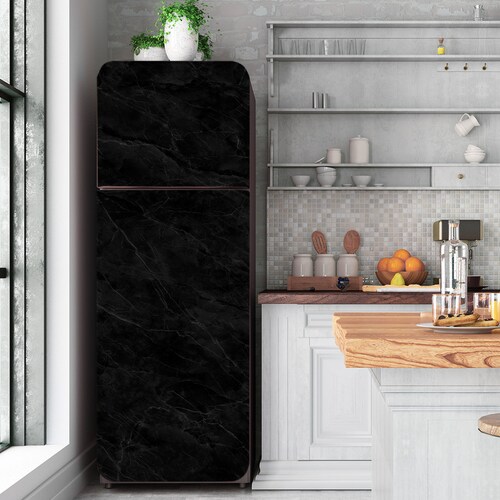Black Marble Fridge Wrap Refrigerator Cover Peel and Stick Etsy