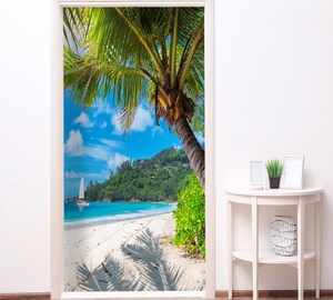 Autocollant Mural Ville Italie En 3D - Sticker Porte Amovible PVC 95x215 Cm - Décoration Colorée