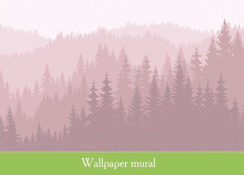 Soft Pink Forest Wallpaper for Baby Girl Nursery Mountain Etsy
