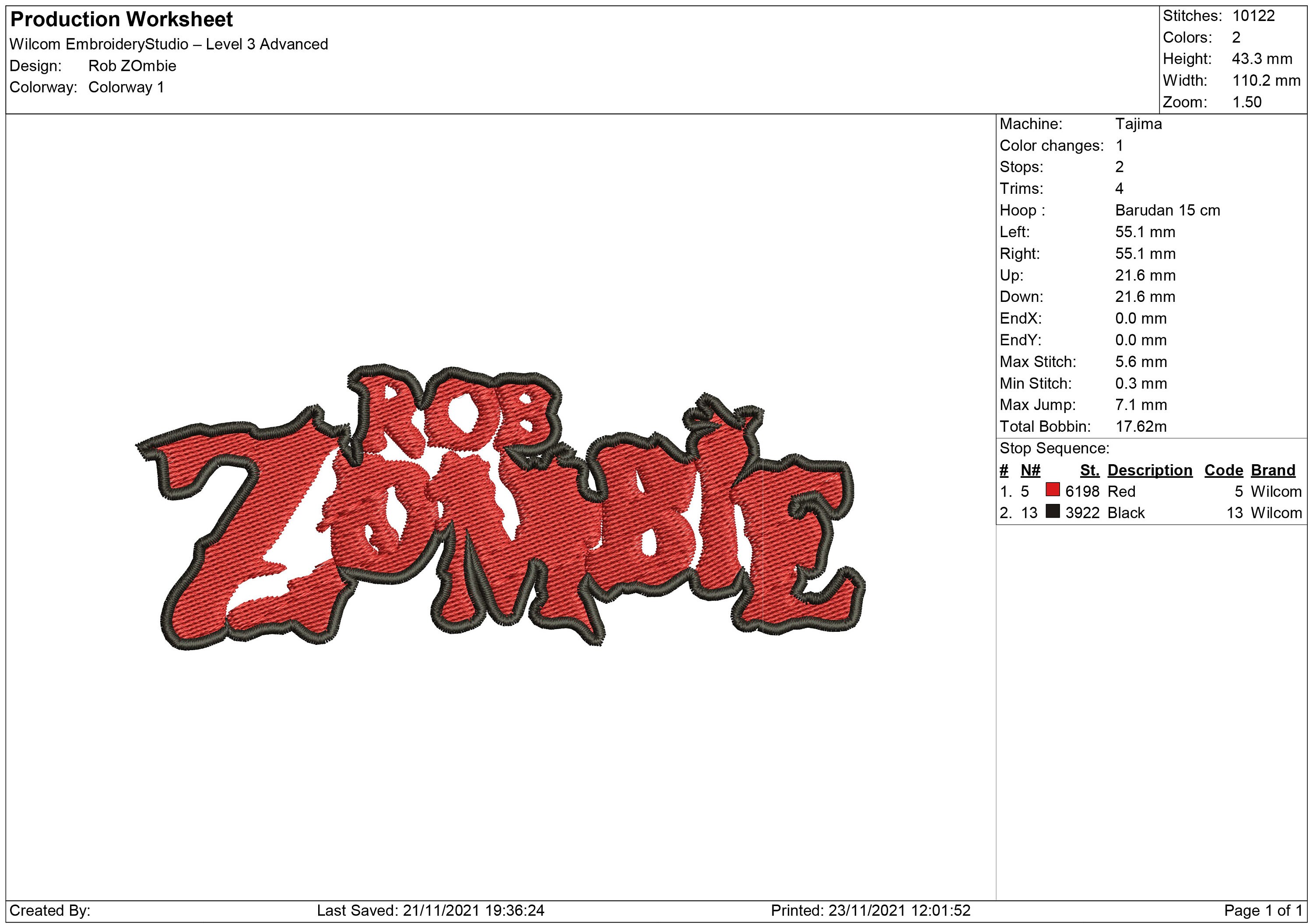 Rob Zombie Logo Patch Embroidery Design 2 Designs Metal Band - Etsy Finland