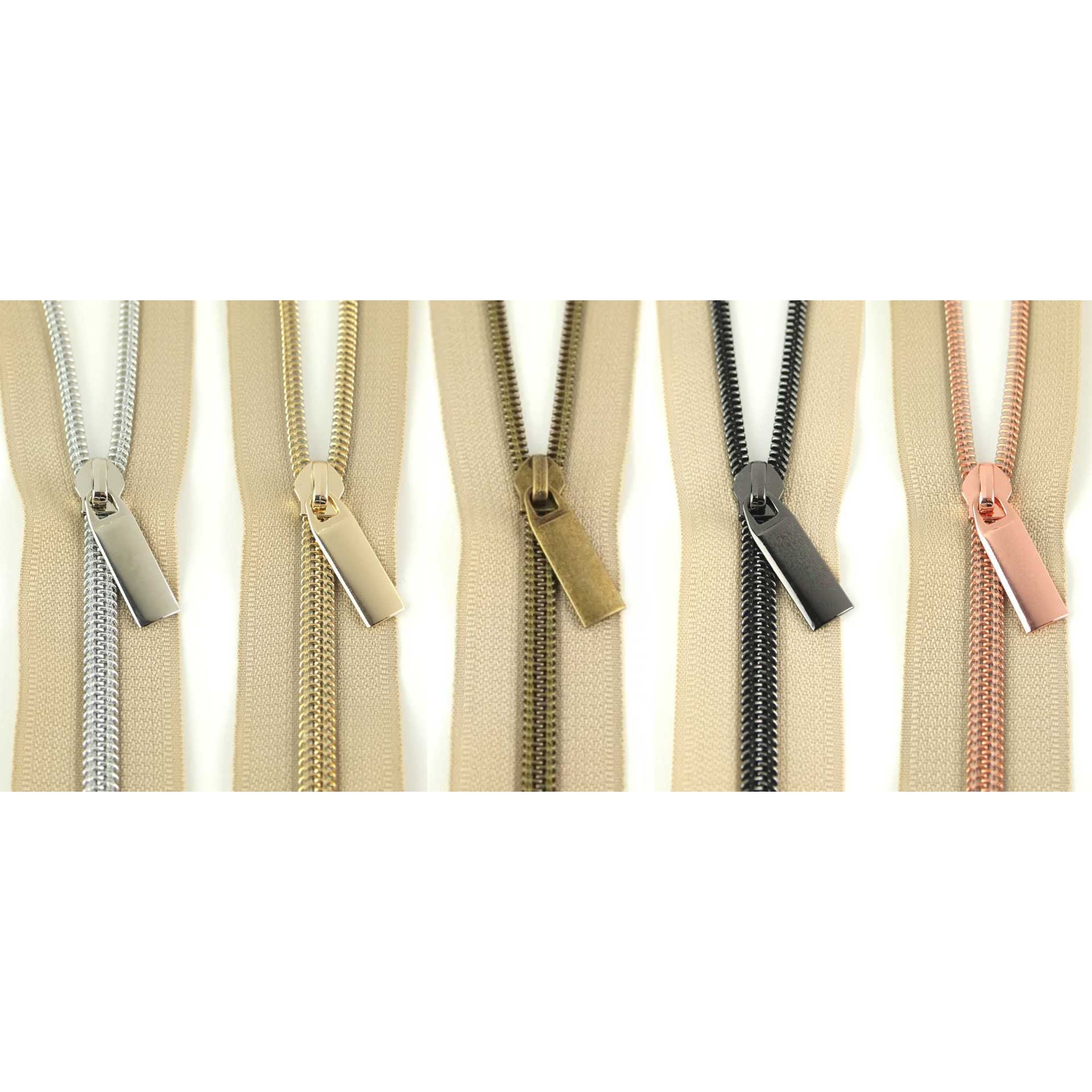 Brown #5 Nylon Coil Zippers: 3 Yards with 9 Pulls – Three Little