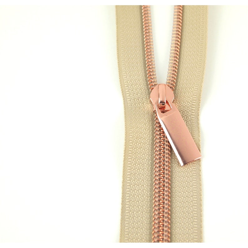 Beige 5 Nylon Coil Zippers 3 Yards With 9 Pulls Etsy