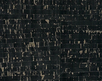 1/2 Yard Cut: Rustic Natural Black Gold Flecked Cork Fabric