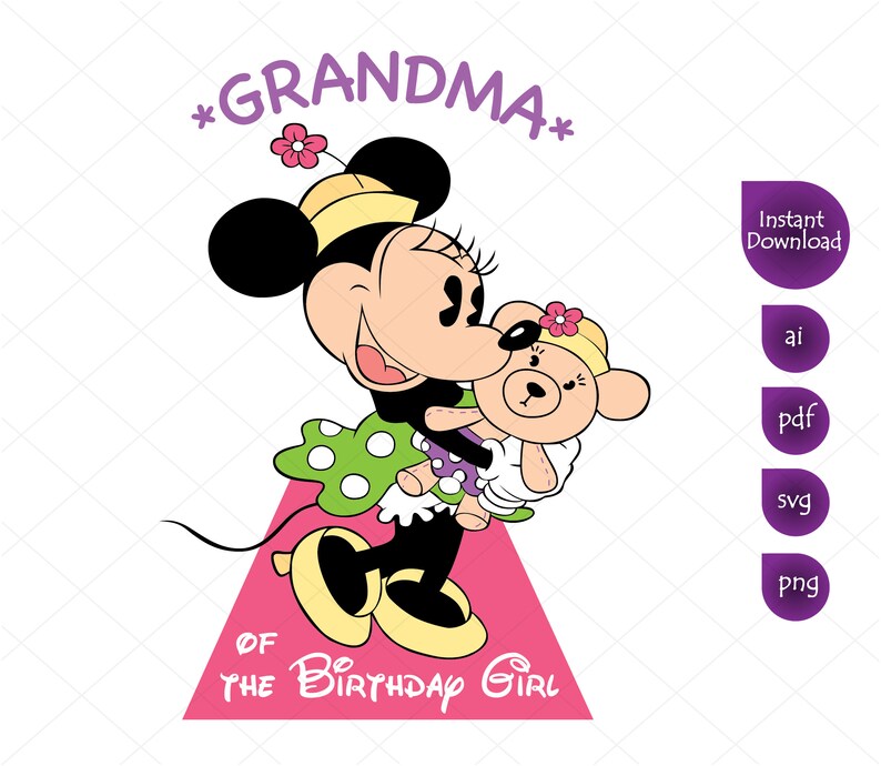 Grandma Minnie Mouse Birthday Girl Clipart Mickey Mouse Etsy