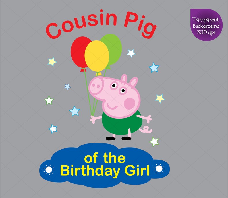 Download Cousin Pig of the Birthday Girl Clipart Peppa Pig svg | Etsy