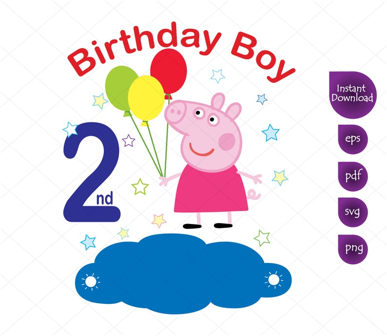Download Peppa Pig 2nd Birthday Boy Clipart Peppa Pig svg Printable | Etsy