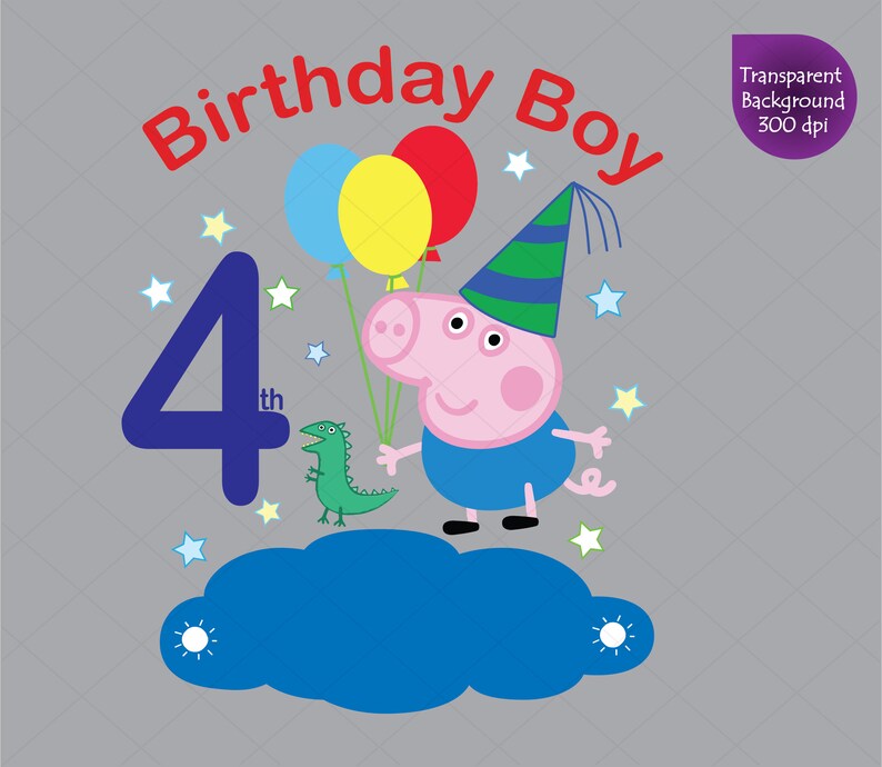 Download George Pig 4th Birthday Boy Clipart Peppa Pig svg ...