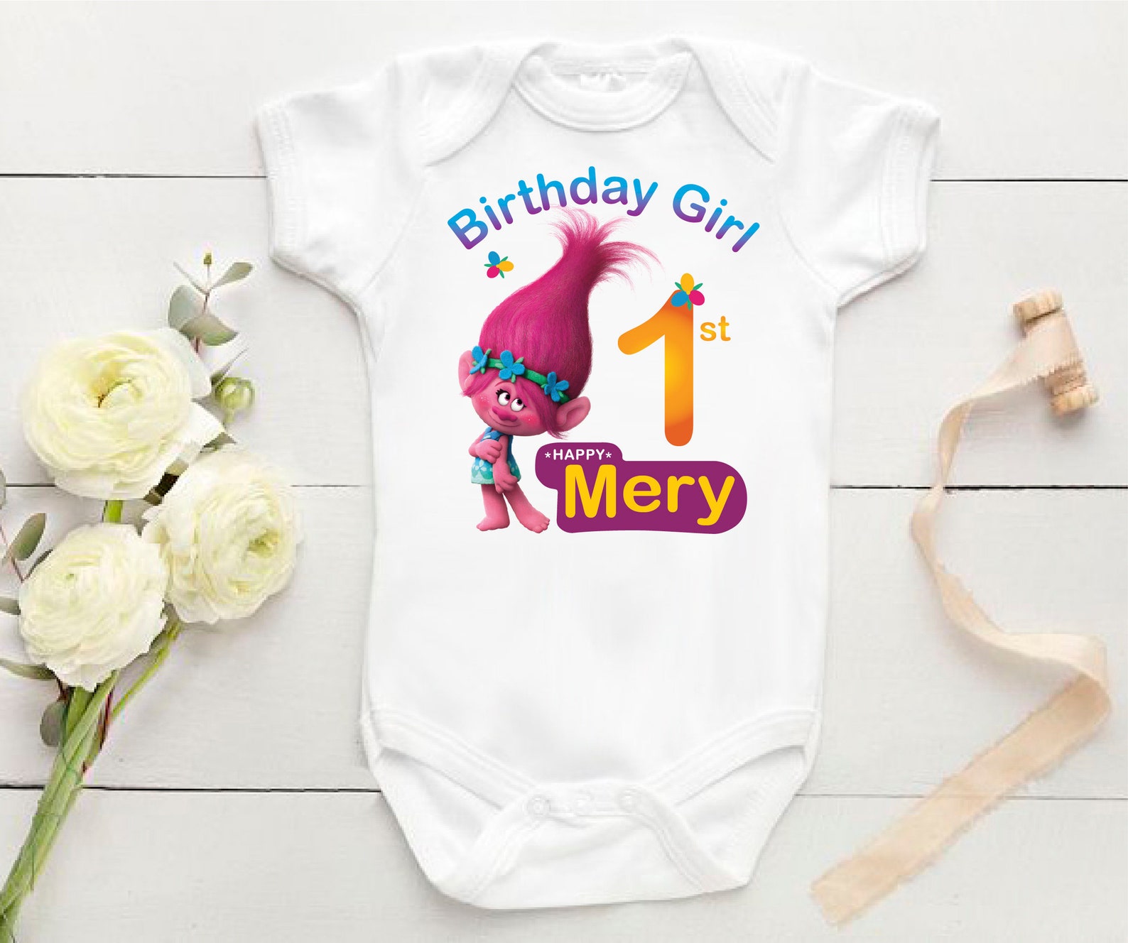Trolls Birthday Girl Personalised Clipart Trolls T-shirt | Etsy