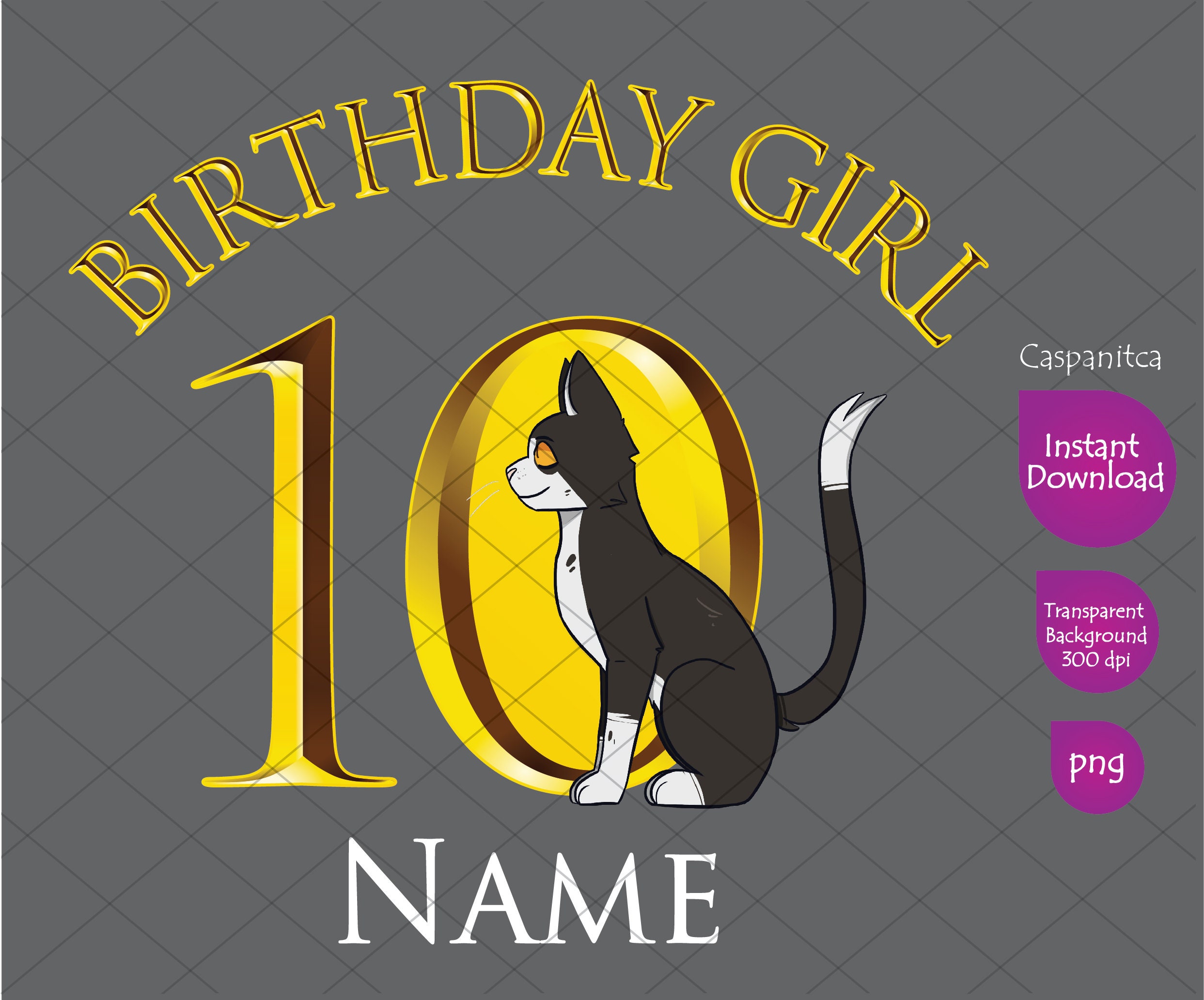 Warrior Cat 10th Birthday Girl Clipart Warrior Cat Tallstar | Etsy