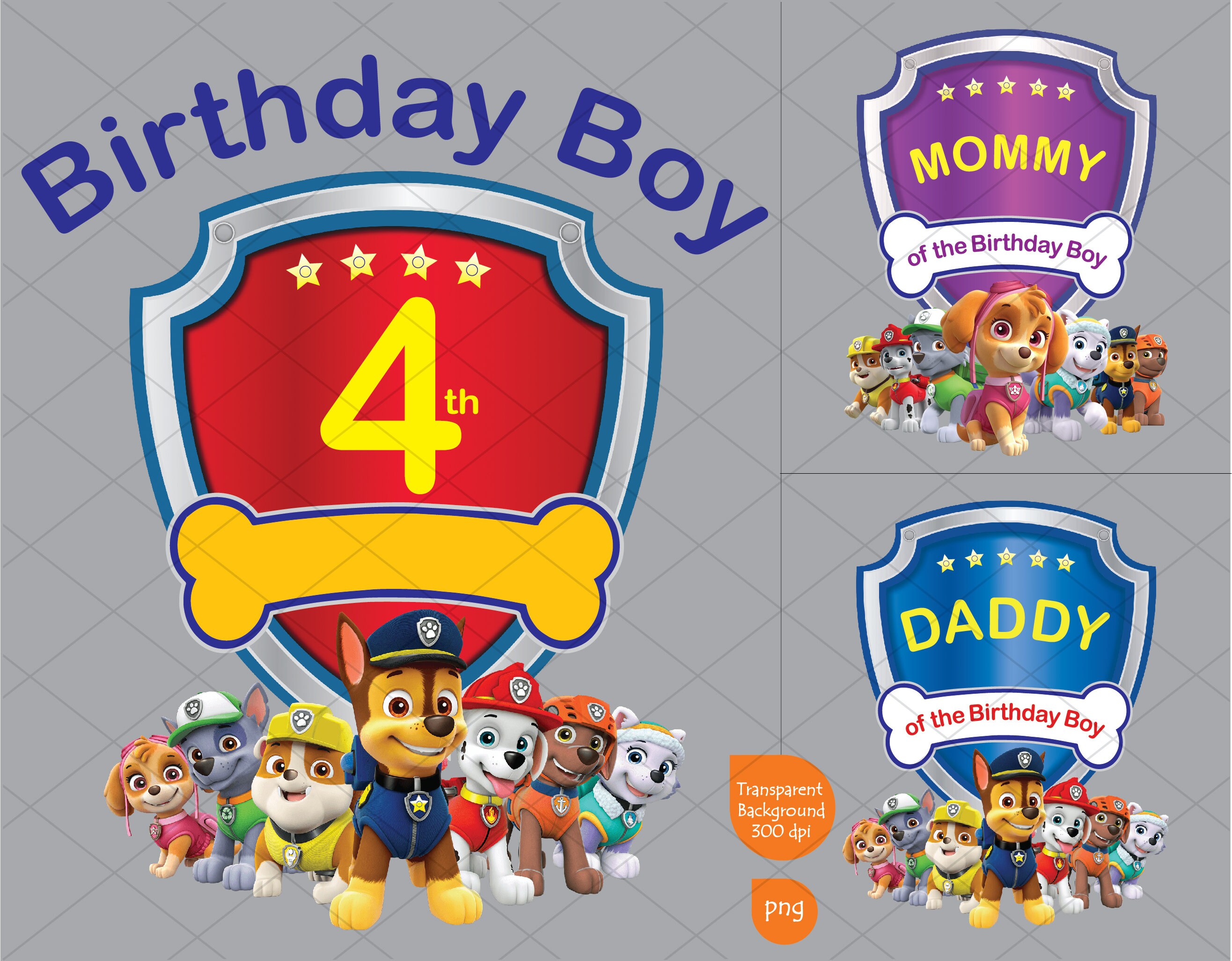 Paw Patrol 4th Birthday Boy Clipart Paw Patrol Mommy and | Etsy