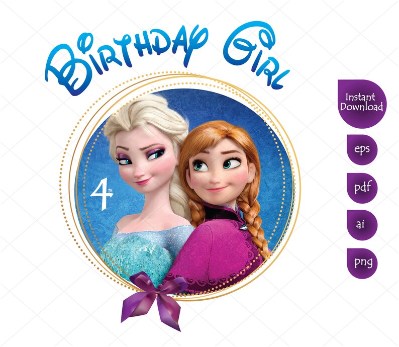 Download Frozen 4th Birthday Girl Clipart Printable Elsa Anna ...
