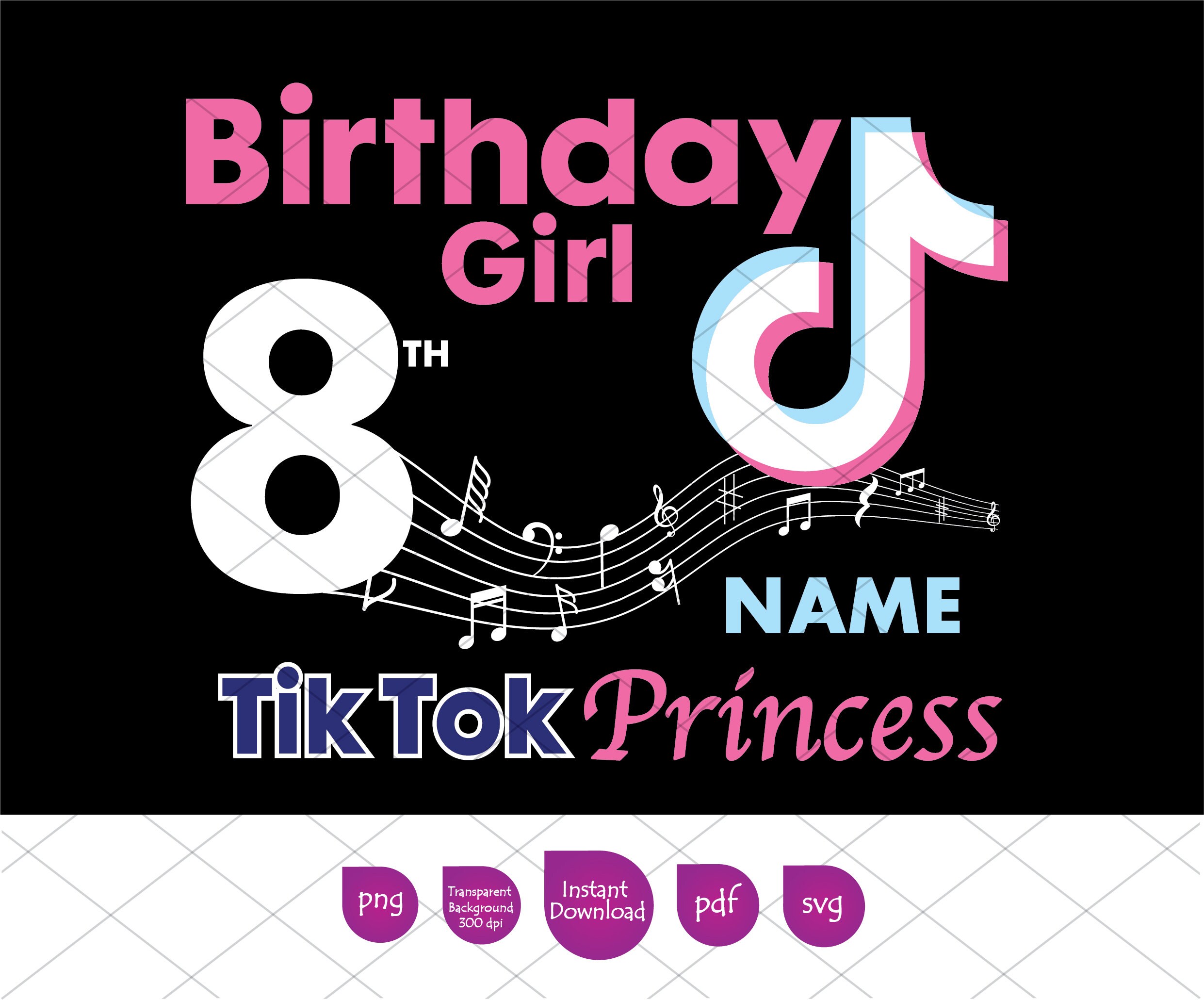 Download Musical 8th Birthday Girl SVG TikTok Princess 8th Birthday ...