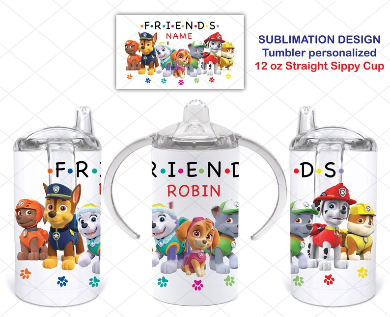 Paw Patrol Sippy Cup Design 12 oz Straight Sippy Cup Kids Etsy
