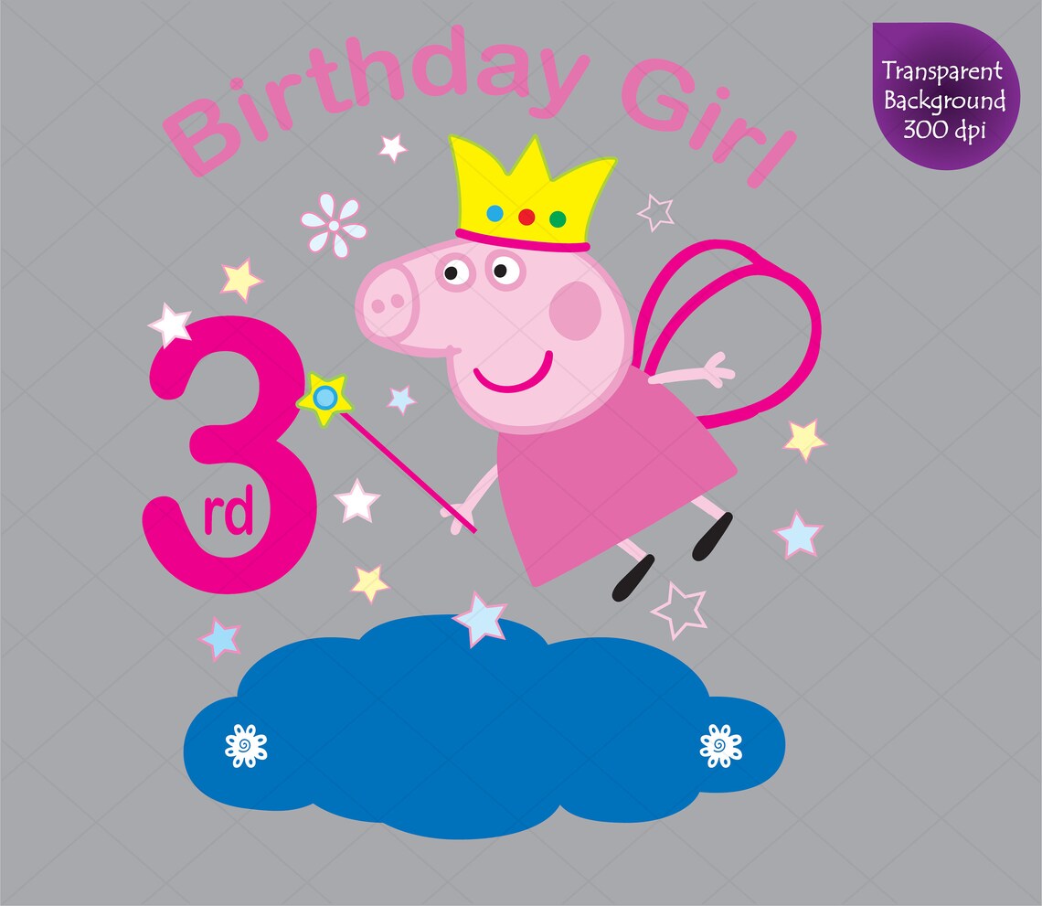 Peppa Pig 3rd Birthday Girl Clipart Peppa Pig svg Printable | Etsy