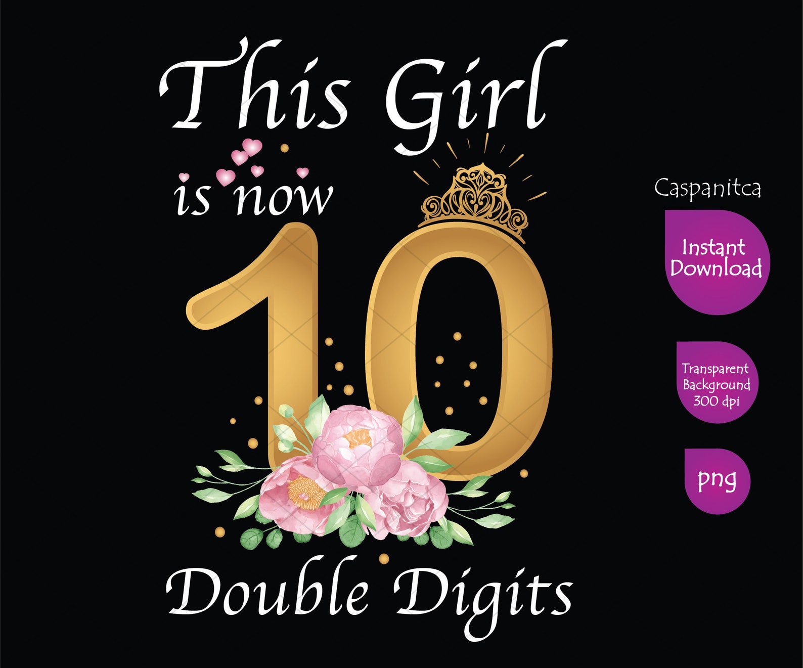 10th Birthday Girl Clipart Cette fille est maintenant à deux Etsy