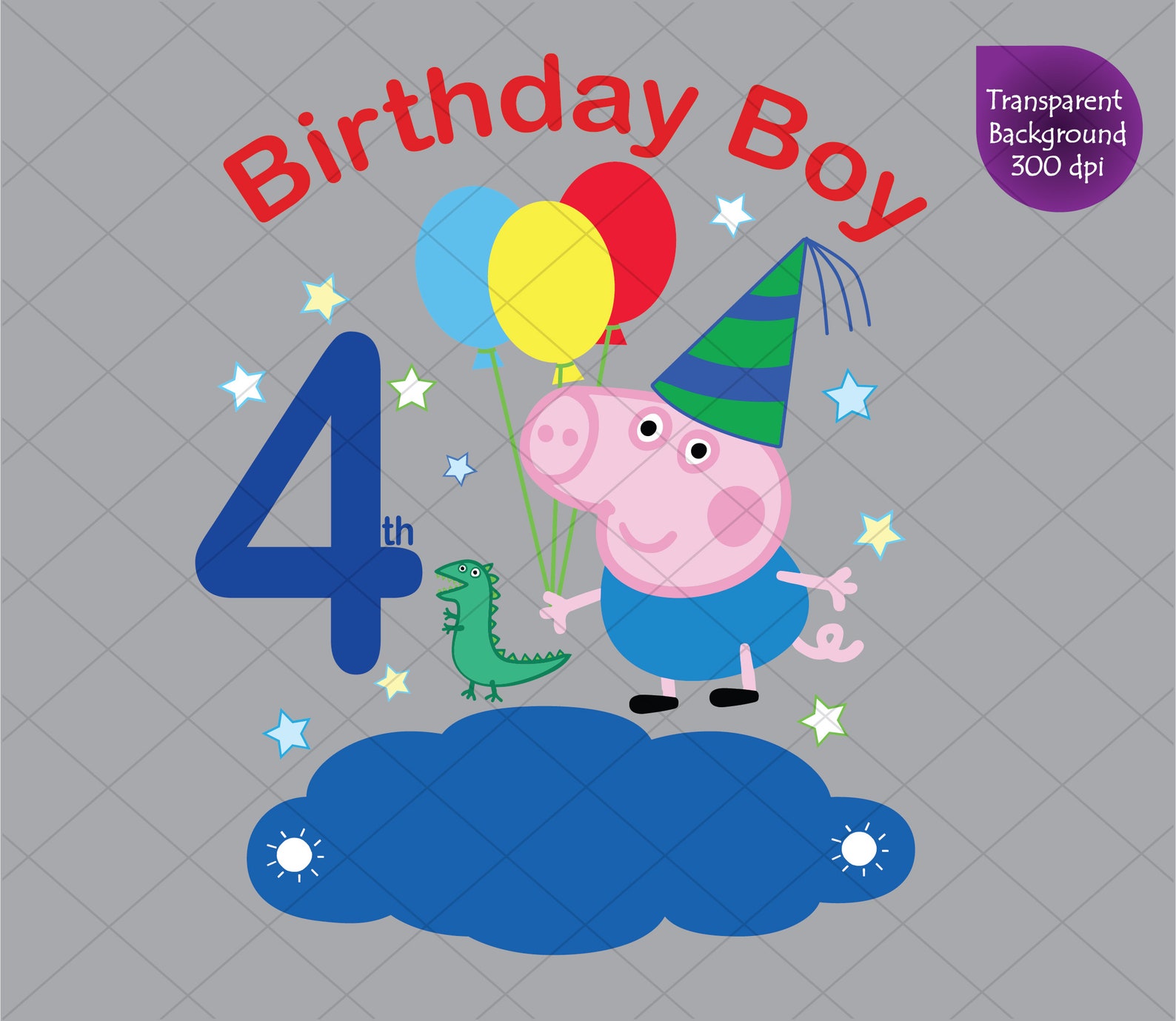 George Pig 4th Birthday Boy Clipart Peppa Pig svg Printable | Etsy