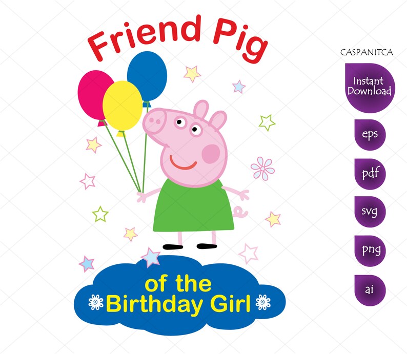 Download Friend Pig of the Birthday Girl Clipart Peppa Pig svg | Etsy