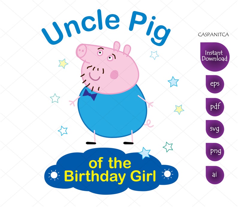 Download Uncle Pig of the Birthday Girl Clipart Peppa Pig svg | Etsy