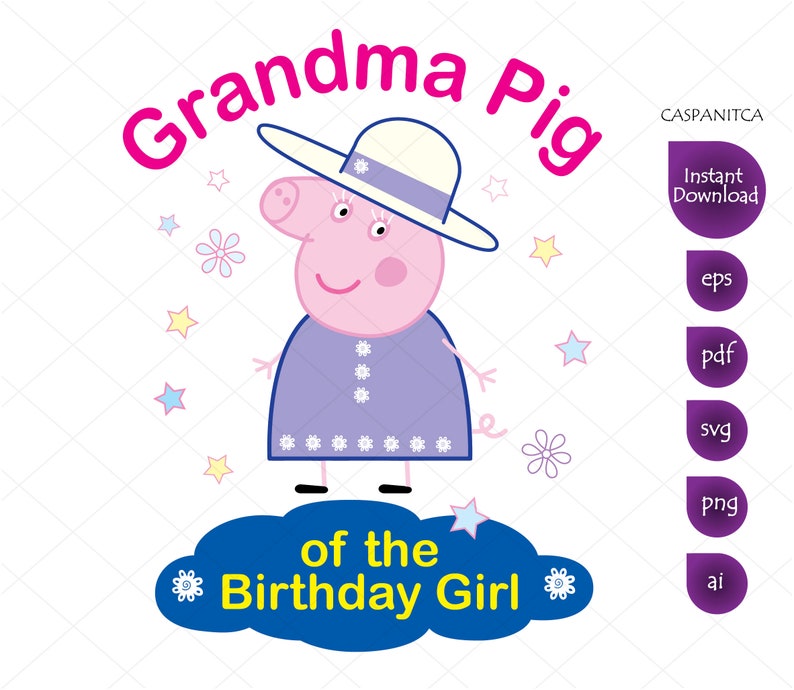 Download Grandma Pig of the Birthday Girl Clipart Peppa Pig svg | Etsy