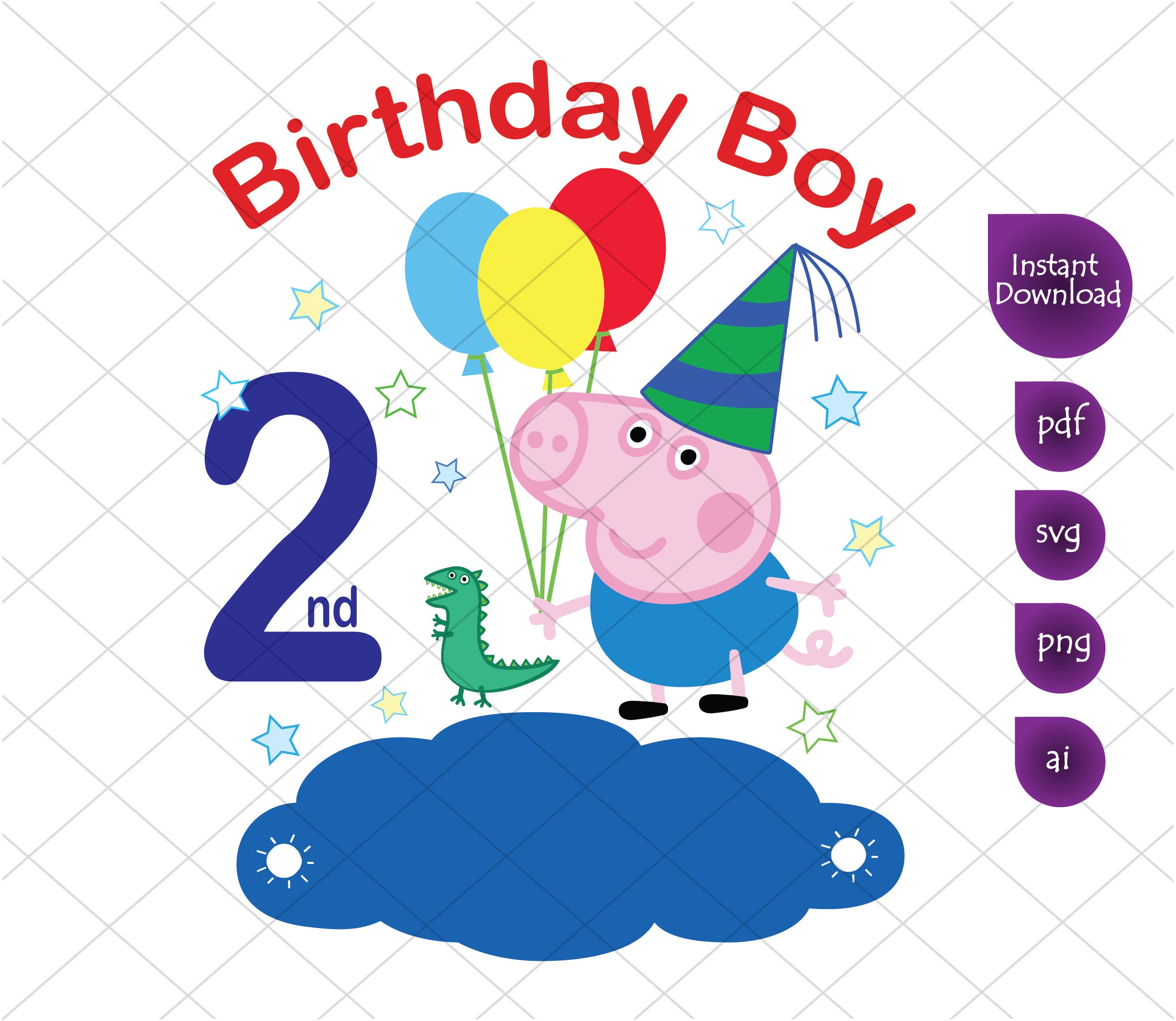 Download George Pig 2nd Birthday Boy Clipart Peppa Pig Svg Printable Etsy