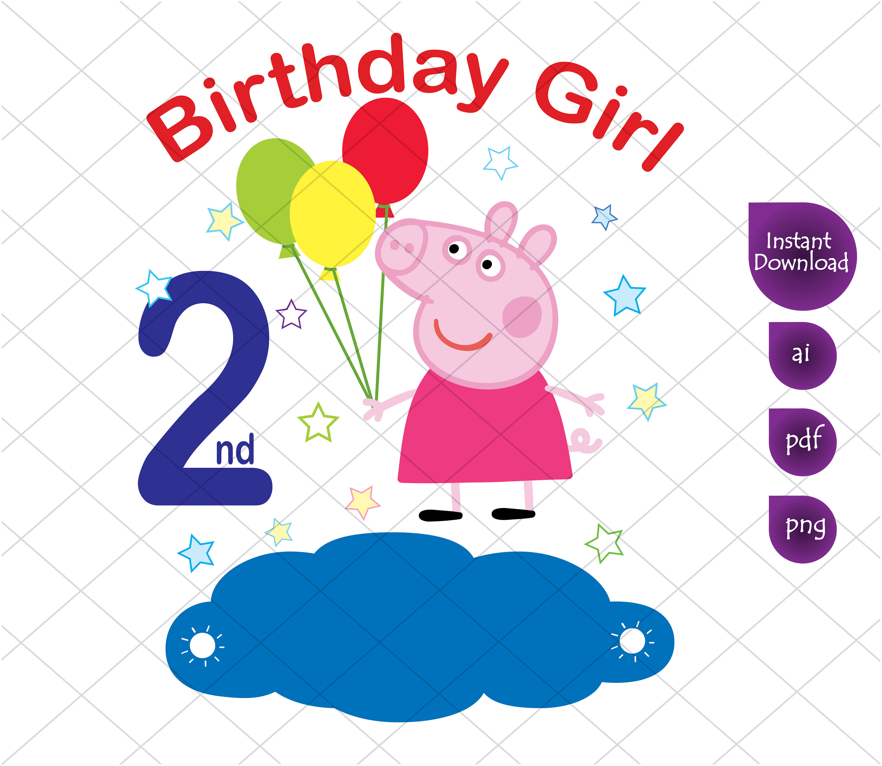 Download Peppa Pig 2nd Birthday Girl Clipart Peppa Pig svg Printable | Etsy