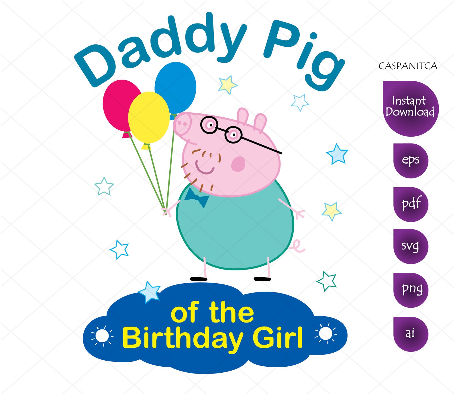 Download Daddy Pig of the Birthday Girl Clipart Peppa Pig svg | Etsy