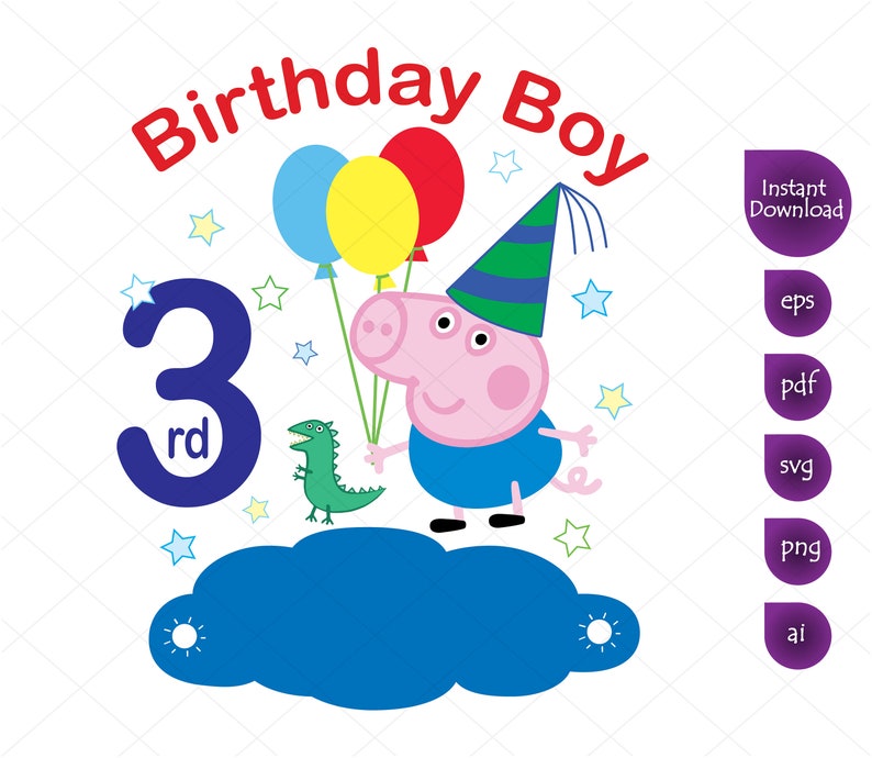 Download George Pig 3rd Birthday Boy Clipart George Peppa Pig svg ...