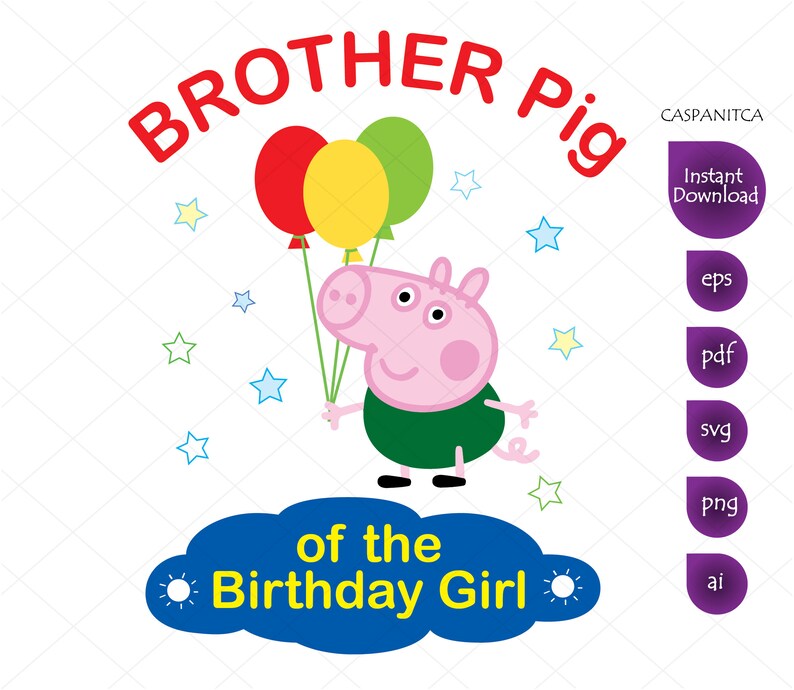 Download Brother Pig of the Birthday Girl Clipart Peppa Pig svg | Etsy