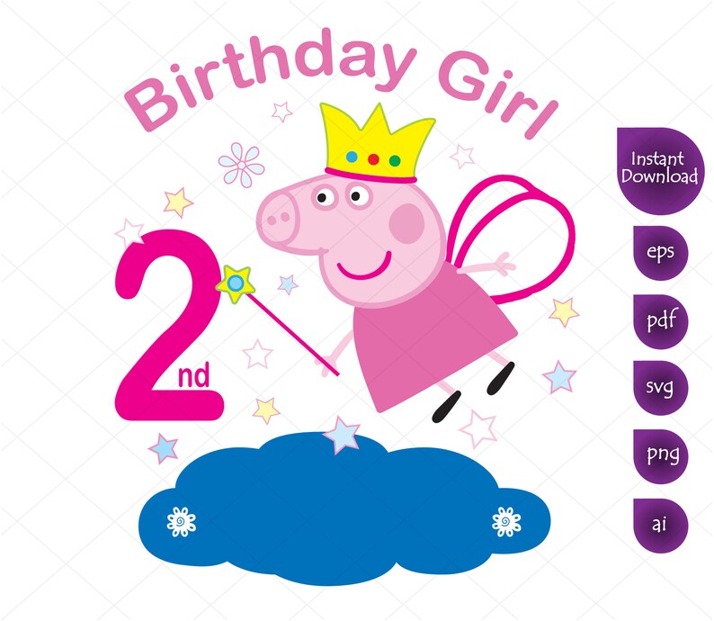 Download Peppa Pig 2nd Birthday Girl Clipart Peppa Pig svg Printable | Etsy