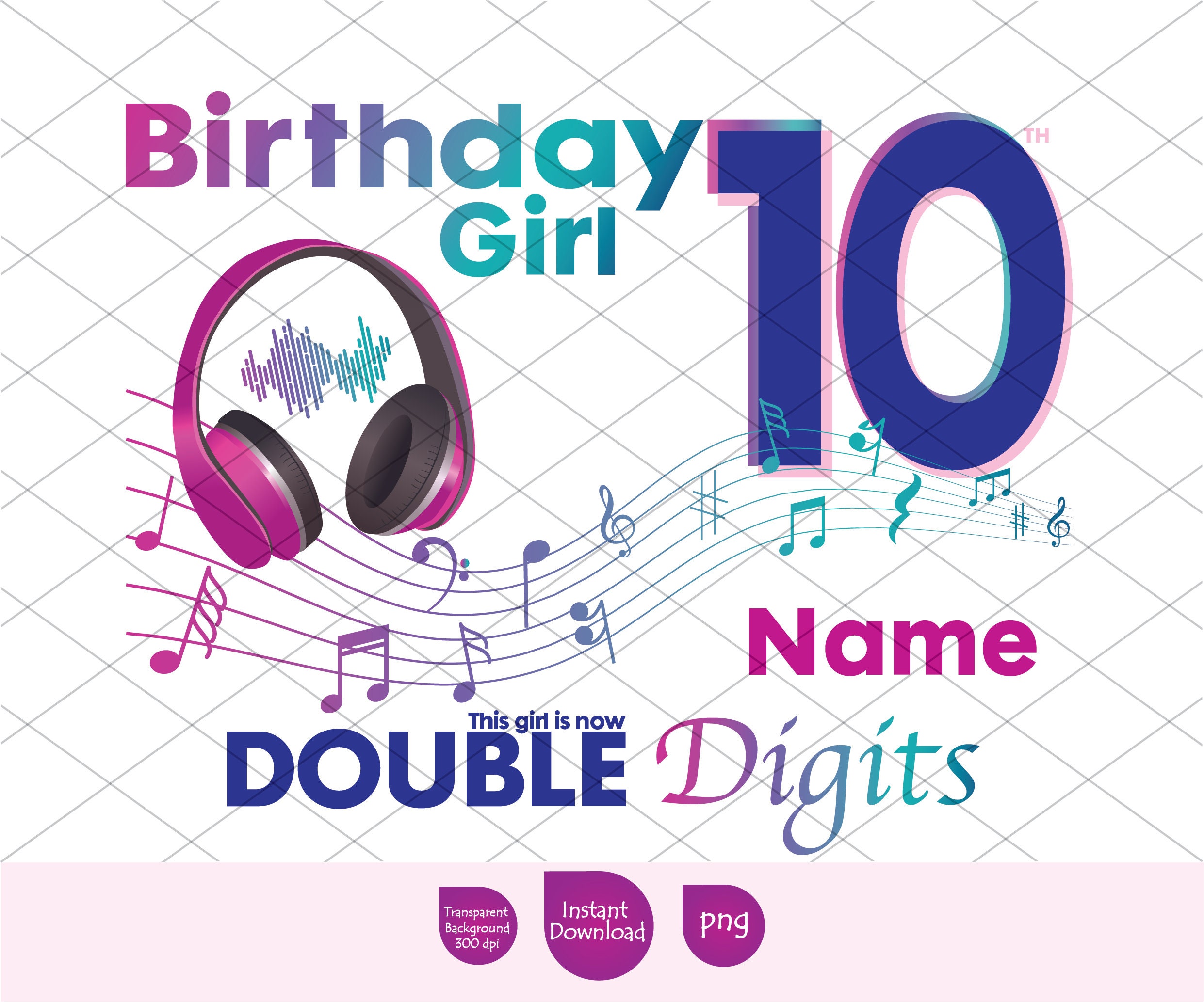 10th Birthday Girl Clipart This girl is now Double Digits Etsy