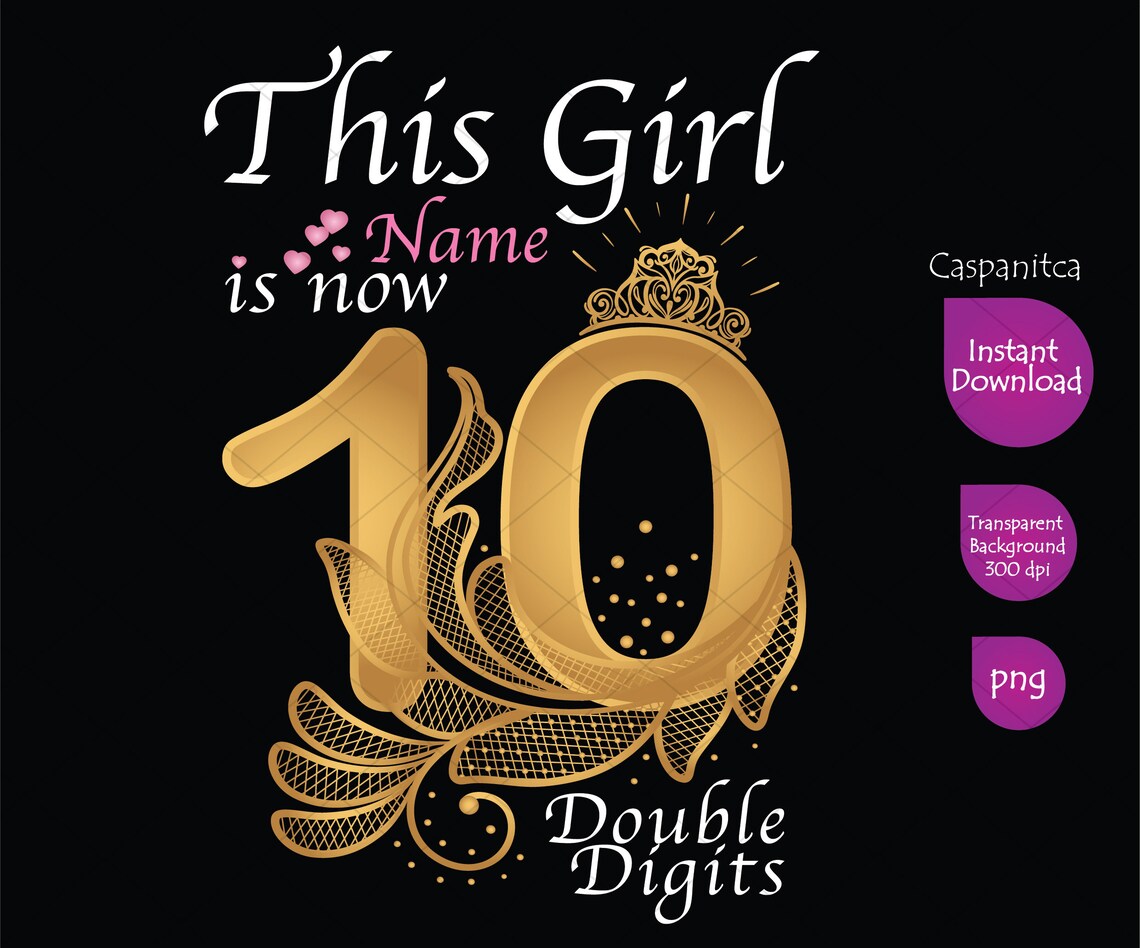 10th Birthday Girl Clipart Cette fille est maintenant à deux Etsy