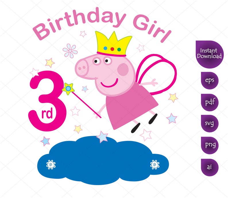 Download Peppa Pig 3rd Birthday Girl Clipart Peppa Pig svg ...