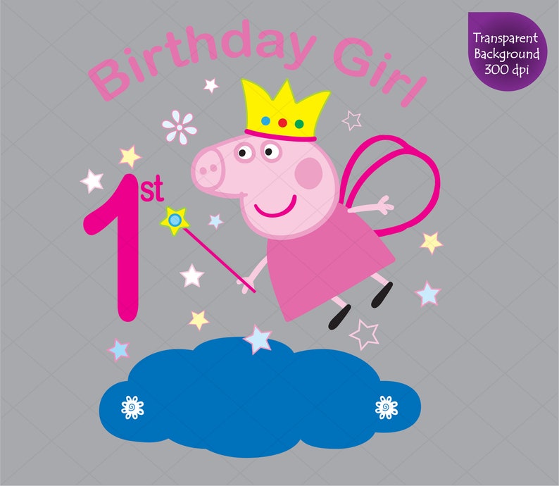 Download Peppa Pig 1st Birthday Girl Clipart Peppa Pig svg Printable | Etsy