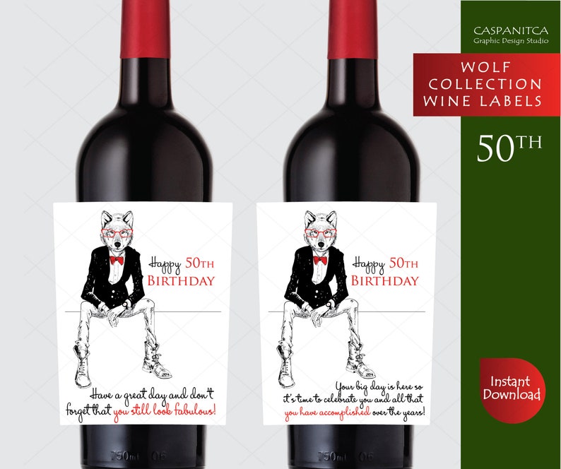 50th birthday wine labels set of 2 wine labels yachts happy etsy